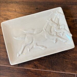Vintage Cracker Barrel Equestrian-Core Ceramic Horse Trinket Dish